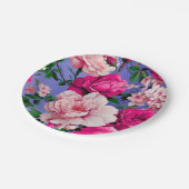 Grote Retro Roze Rose Bloem Papieren Bordje (Gekanteld)