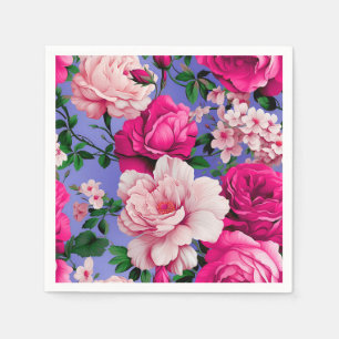 Grote Retro Roze Rose Bloem Servet