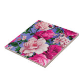 Grote Retro Roze Rose Bloem Tegeltje (Zijkant)