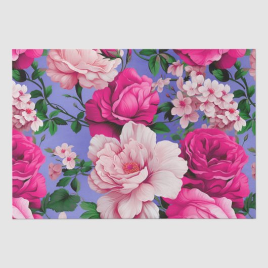 Grote Retro Roze Rose Bloem Tissuepapier (Voorkant)