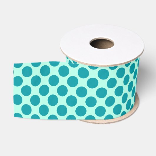 Grote retro-stippen - aqua en turquoise grosgrain lint (Spoel)