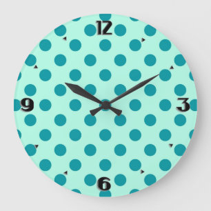 Grote retro-stippen - aqua en turquoise klok