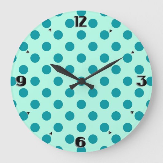 Grote retro-stippen - aqua en turquoise klok (Voorkant)