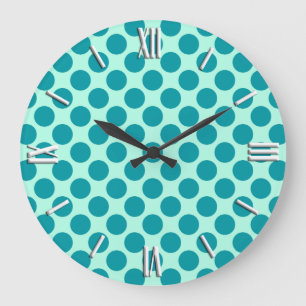 Grote retro-stippen - aqua en turquoise klok