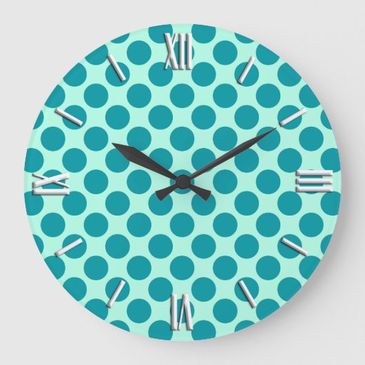 Grote retro-stippen - aqua en turquoise klok (Voorkant)