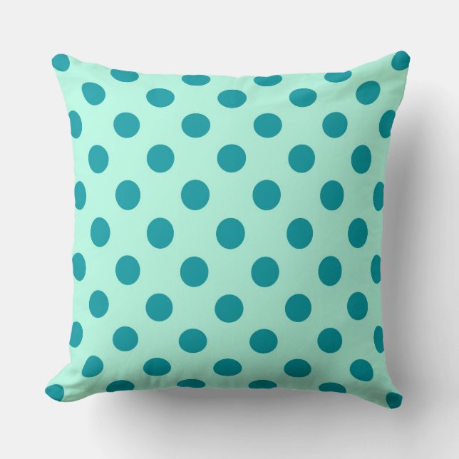 Grote retro-stippen - aqua en turquoise kussen (Voorkant)