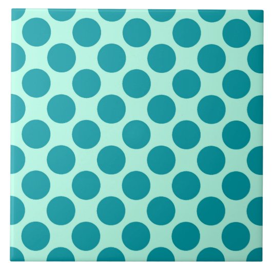 Grote retro-stippen - aqua en turquoise tegeltje (Voorkant)