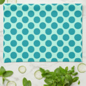 Grote retro-stippen - aqua en turquoise theedoek (Gevouwen)