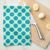 Grote retro-stippen - aqua en turquoise theedoek (Quarter Fold)