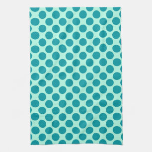 Grote retro-stippen - aqua en turquoise theedoek