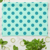 Grote retro-stippen - aqua en turquoise theedoek (Gevouwen)