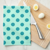 Grote retro-stippen - aqua en turquoise theedoek (Quarter Fold)
