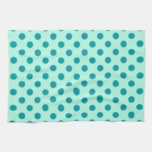Grote retro-stippen - aqua en turquoise theedoek
