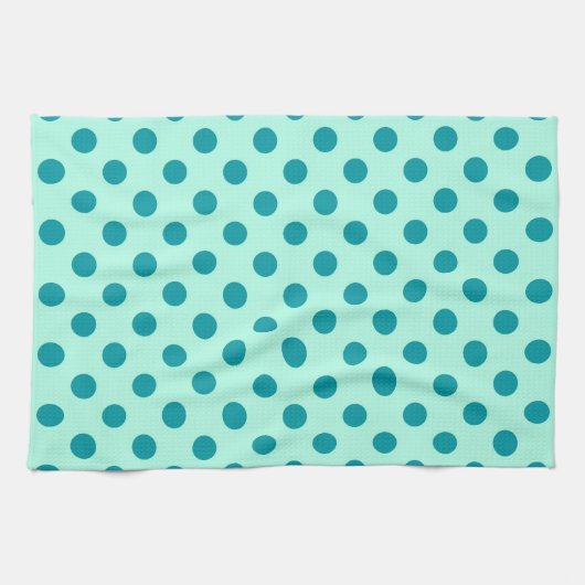 Grote retro-stippen - aqua en turquoise theedoek (Horizontaal)