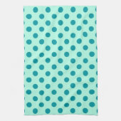 Grote retro-stippen - aqua en turquoise theedoek (Verticaal)