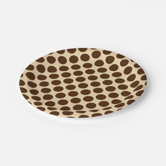Grote retro-stippen - chocoladebruin en geelbruin papieren bordje (Gekanteld)