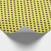 Grote retro stippen - chocoladebruin op goud cadeaupapier (Hoek)