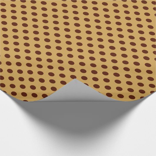 Grote retro-stippen - chocoladebruin op karamel cadeaupapier (Hoek)