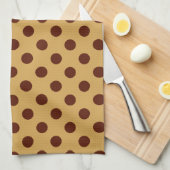 Grote retro-stippen - chocoladebruin op karamel theedoek (Quarter Fold)