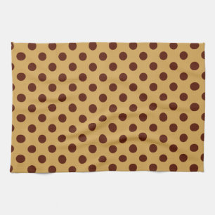 Grote retro-stippen - chocoladebruin op karamel theedoek