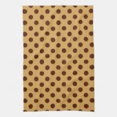 Grote retro-stippen - chocoladebruin op karamel theedoek (Verticaal)