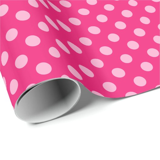 Grote Retro Stippen, Fuchsia en Pastel Roze Cadeaupapier (Rol Hoek)