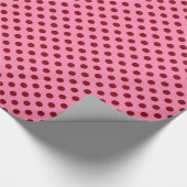 Grote retro-stippen - glanzend roze cadeaupapier (Hoek)