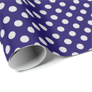 Grote retro stippen - grijs en marineblauw cadeaupapier