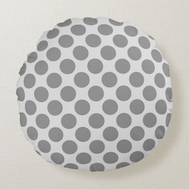 Grote retro-stippen - grijstinten rond kussen (Voorkant)