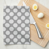 Grote retro-stippen - grijstinten theedoek (Quarter Fold)