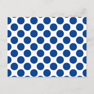 Grote retro-stippen - kobalt blauw en wit briefkaart