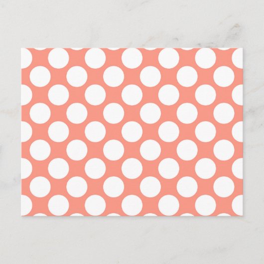 Grote retro stippen - koraalroze en wit briefkaart (Voorkant)