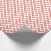 Grote retro stippen - koraalroze en wit cadeaupapier (Hoek)