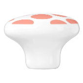 Grote retro stippen - koraalroze en wit keramische knop (Zijkant)