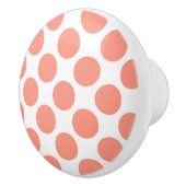 Grote retro stippen - koraalroze en wit keramische knop (Rechts)