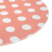 Grote retro stippen - koraalroze en wit snijplank (Hoek)