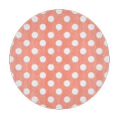 Grote retro stippen - koraalroze en wit snijplank (Voorkant)