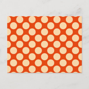 Grote retro stippen - licht oranje en mandarijn briefkaart