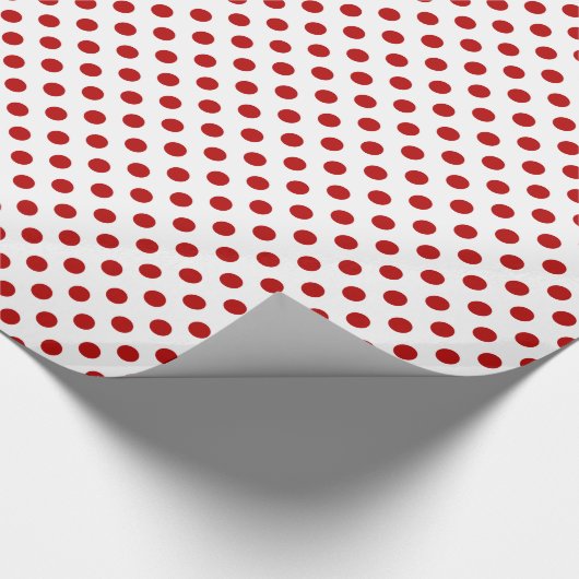 Grote retro stippen - rood en wit cadeaupapier (Hoek)