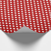 Grote retro stippen - rood en wit cadeaupapier (Hoek)