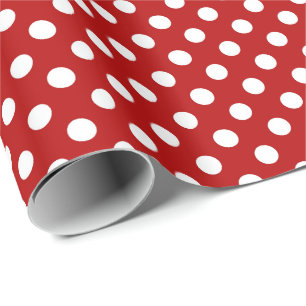 Grote retro stippen - rood en wit cadeaupapier
