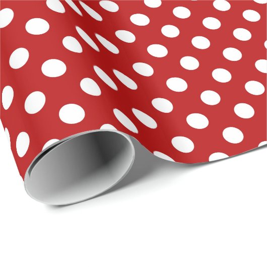 Grote retro stippen - rood en wit cadeaupapier (Rol Hoek)