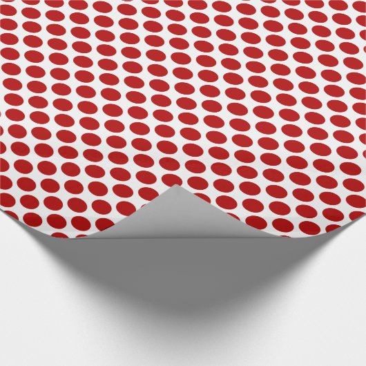 Grote retro stippen - rood en wit cadeaupapier (Hoek)