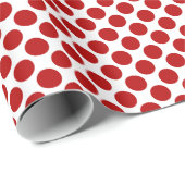 Grote retro stippen - rood en wit cadeaupapier (Rol Hoek)