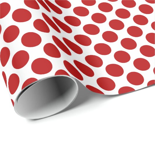 Grote retro stippen - rood en wit cadeaupapier (Rol Hoek)