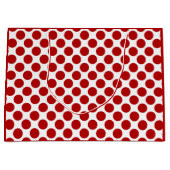 Grote retro stippen - rood en wit groot cadeauzakje (Voorkant)