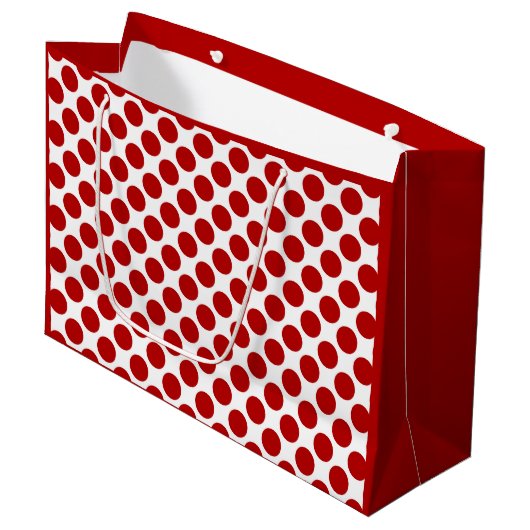 Grote retro stippen - rood en wit groot cadeauzakje (Voorkant Gekanteld)