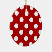 Grote retro stippen - rood en wit keramisch ornament (Rechts)