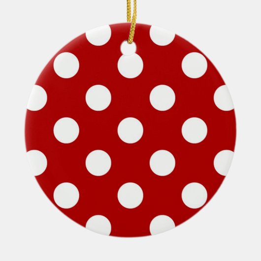 Grote retro stippen - rood en wit keramisch ornament (Voorkant)