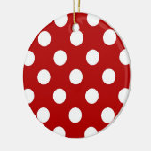Grote retro stippen - rood en wit keramisch ornament (Links)